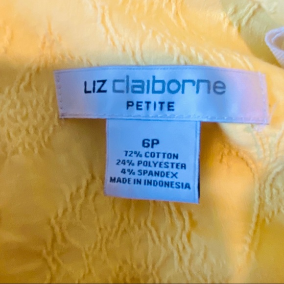 Vintage Yellow Liz Claiborne Embroidered Short Sleeve Belted Wrap Dress Size 6 - Picture 11 of 11